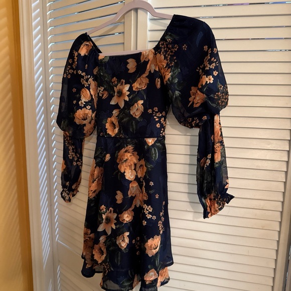 Xtraordinary Navy and Orange Floral Dress - Picture 1 of 12